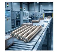 5 Pieces Stainless Steel Conveyor Roller Set - 25mm x 400mm Zinc-Coated Ends for Efficient Material Handling in Factories - Heavy-Duty Industrial Use