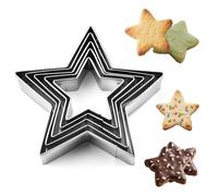 5 Pieces Star Cookie Cutters Set for Baking Mousse,Stainless Steel Star Shaped Cake and Biscuit Cutters,Various Size are Suitable for Decorating Christmas Birthdays Easter and Fun Time with Kids