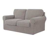 5 Pieces Stretch Sofa Cover 2 Seater with Two Separate Cushions and Backrests Stylish Jacquard Spandex Fabric Sofa Slipcover for Living Room Furniture Protector (Grey Medium,2 Seater-5Pieces)