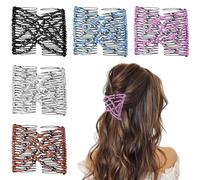 5 Pieces Stretchy Magic Comb Adjustable Elastic Hair Clip for Women Girls No Crease Pins Vintage Bun Maker Accessories for Curly Thick Wavy Hair Ponytail
