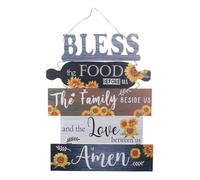 5 Pieces Sunflower Kitchen Wall Hanger Decor Bless The Food Before Us Sign Wall Art Farmhouse Kitchen Wooden Wall Signs Dining Room Wall Art Hanging Decoration for Home