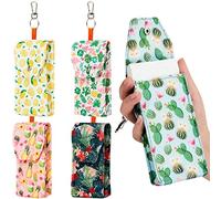 5 Pieces Tissues Purse Pocket Tissue Holder Reusable Travel Tissue Pouch Fabric Zipper Enclosed Small Size Fruits Pattern Tissue Holder for Purse Coins for Summer, 5.5 x 3 Inches (Fresh Style)