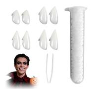 5 Pieces Vampire Fangs Kit, 4 Sizes Custom Fangs Vampire Teeth Fake Dentures with 1 Tube Teeth Pellets Adhesive for Cosplay Props Halloween Party Fang, Party Favors Accessories