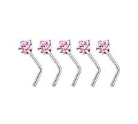 5 Pieces Versatile Sturdy Alloy Nose Jewelry Set Includes L Shape Studs and Hoops With CZ Designs Stylish Outfits