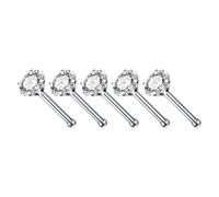 5 Pieces Versatile Sturdy Alloy Nose Jewelry Set Includes L Shape Studs and Hoops With CZ Designs Stylish Outfits