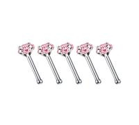 5 Pieces Versatile Sturdy Alloy Nose Jewelry Set Includes L Shape Studs and Hoops With CZ Designs Stylish Outfits