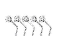 5 Pieces Versatile Sturdy Alloy Nose Jewelry Set Includes L Shape Studs and Hoops With CZ Designs Stylish Outfits