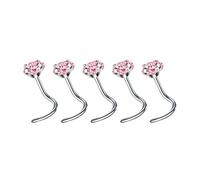 5 Pieces Versatile Sturdy Alloy Nose Jewelry Set Includes L Shape Studs And Hoops With CZ Designs Stylish Outfits Comfortable Nose Studs