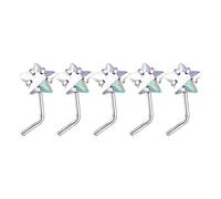 5 Pieces Versatile Sturdy Alloy Nose Jewelry Set Includes L Shape Studs and Hoops With CZ Designs Stylish Outfits
