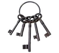 5 Pieces Vintage Skeleton Keys Set, Rustic Cast Iron Antique Style Keys on Ring, Old Fashioned Metal Keys for Pirate Accessories, Halloween Decorations, Home Decor, DIY Crafts, and Photography Props