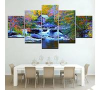 5 Pieces Wall Art 5 Panel Wall Art Canvas Painting Beautiful Colorful Tree Waterfall Forests Nature Landscape For Modern Bedroom,Living Room,Office Wall Decoration,Gift Large Size Framed Artwork