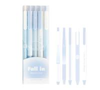 5 Pieces Water Based Push Pen, Dry Design for Work, Blue