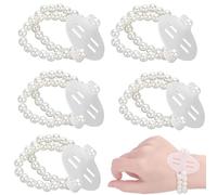 5 Pieces Wedding Pearl Wrist Bands,Elastic Pearl Wedding Wrist Corsages, Pearl Corsage Bracelet,DIY Wedding Wristlets Corsages, Wrist Corsage bands Accessories for Wedding Party,Beach Party,Prom