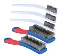 5 Pieces Wire Brush Stainless Steel Durable and Long-Lasting Comfortable Grip Wire Brush for Rust Removal for Cleaning Barbecue Grills, Metal Tools, Car Parts, and Bodhi Seed Beads