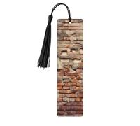 5 Pieces Wood Bookmark for Men Women Ancient Worn Brick Wall Wooden Bookmarks Unique Handmade Book Marks with Tassel Pendant Craft Bookmark for Book Lovers Birthday Teachers Gift