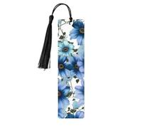 5 Pieces Wood Bookmark for Men Women Blooming Blue Daisy Wooden Bookmarks Unique Handmade Book Marks with Tassel Pendant Craft Bookmark for Book Lovers Birthday Teachers Gift