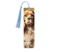 5 Pieces Wood Bookmark for Men Women Cocker Spaniel Wooden Bookmarks Unique Handmade Book Marks with Tassel Pendant Craft Bookmark for Book Lovers Birthday Teachers Gift