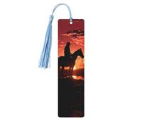 5 Pieces Wood Bookmark for Men Women Cowboy West Wooden Bookmarks Unique Handmade Book Marks with Tassel Pendant Craft Bookmark for Book Lovers Birthday Teachers Gift