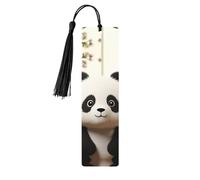 5 Pieces Wood Bookmark for Men Women Cute White Panda Wooden Bookmarks Unique Handmade Book Marks with Tassel Pendant Craft Bookmark for Book Lovers Birthday Teachers Gift