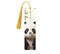 5 Pieces Wood Bookmark for Men Women Cute White Panda Wooden Bookmarks Unique Handmade Book Marks with Tassel Pendant Craft Bookmark for Book Lovers Birthday Teachers Gift