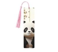 5 Pieces Wood Bookmark for Men Women Cute White Panda Wooden Bookmarks Unique Handmade Book Marks with Tassel Pendant Craft Bookmark for Book Lovers Birthday Teachers Gift