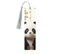 5 Pieces Wood Bookmark for Men Women Cute White Panda Wooden Bookmarks Unique Handmade Book Marks with Tassel Pendant Craft Bookmark for Book Lovers Birthday Teachers Gift