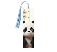 5 Pieces Wood Bookmark for Men Women Cute White Panda Wooden Bookmarks Unique Handmade Book Marks with Tassel Pendant Craft Bookmark for Book Lovers Birthday Teachers Gift