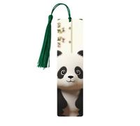 5 Pieces Wood Bookmark for Men Women Cute White Panda Wooden Bookmarks Unique Handmade Book Marks with Tassel Pendant Craft Bookmark for Book Lovers Birthday Teachers Gift