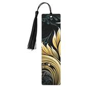 5 Pieces Wood Bookmark for Men Women Dark Gold and Beige Style Pattern Wooden Bookmarks Unique Handmade Book Marks with Tassel Pendant Craft Bookmark for Book Lovers Birthday Teachers Gift