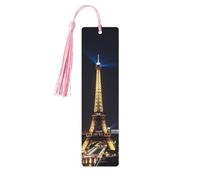 5 Pieces Wood Bookmark for Men Women Eiffel Tower in Paris at Night Wooden Bookmarks Unique Handmade Book Marks with Tassel Pendant Craft Bookmark for Book Lovers Birthday Teachers Gift