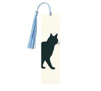 5 Pieces Wood Bookmark for Men Women Happy Walking Cat Wooden Bookmarks Unique Handmade Book Marks with Tassel Pendant Craft Bookmark for Book Lovers Birthday Teachers Gift