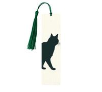 5 Pieces Wood Bookmark for Men Women Happy Walking Cat Wooden Bookmarks Unique Handmade Book Marks with Tassel Pendant Craft Bookmark for Book Lovers Birthday Teachers Gift