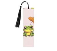 5 Pieces Wood Bookmark for Men Women Leaves and Frog Wooden Bookmarks Unique Handmade Book Marks with Tassel Pendant Craft Bookmark for Book Lovers Birthday Teachers Gift