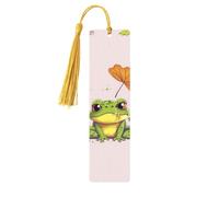 5 Pieces Wood Bookmark for Men Women Leaves and Frog Wooden Bookmarks Unique Handmade Book Marks with Tassel Pendant Craft Bookmark for Book Lovers Birthday Teachers Gift