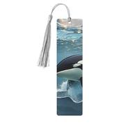 5 Pieces Wood Bookmark for Men Women Orca Killer Whale Wooden Bookmarks Unique Handmade Book Marks with Tassel Pendant Craft Bookmark for Book Lovers Birthday Teachers Gift