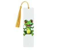 5 Pieces Wood Bookmark for Men Women Personalized Wooden Carving Book Mark with Tassel Pendant Green Frog Bookmark for Book Lovers Birthday Present Students Teachers Gift