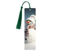 5 Pieces Wood Bookmark for Men Women Personalized Wooden Carving Book Mark with Tassel Pendant Happy Snowman Bookmark for Book Lovers Birthday Present Students Teachers Gift