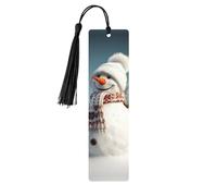 5 Pieces Wood Bookmark for Men Women Personalized Wooden Carving Book Mark with Tassel Pendant Happy Snowman Bookmark for Book Lovers Birthday Present Students Teachers Gift