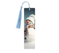 5 Pieces Wood Bookmark for Men Women Personalized Wooden Carving Book Mark with Tassel Pendant Happy Snowman Bookmark for Book Lovers Birthday Present Students Teachers Gift