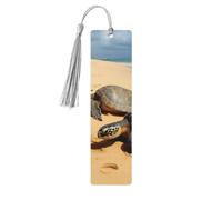 5 Pieces Wood Bookmark for Men Women Personalized Wooden Carving Book Mark with Tassel Pendant Turtles on The Beach Bookmark for Book Lovers Birthday Present Students Teachers Gift