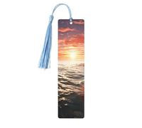 5 Pieces Wood Bookmark for Men Women Red Beach Reef Wooden Bookmarks Unique Handmade Book Marks with Tassel Pendant Craft Bookmark for Book Lovers Birthday Teachers Gift