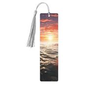5 Pieces Wood Bookmark for Men Women Red Beach Reef Wooden Bookmarks Unique Handmade Book Marks with Tassel Pendant Craft Bookmark for Book Lovers Birthday Teachers Gift