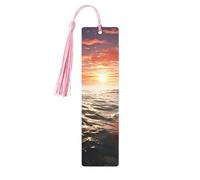 5 Pieces Wood Bookmark for Men Women Red Beach Reef Wooden Bookmarks Unique Handmade Book Marks with Tassel Pendant Craft Bookmark for Book Lovers Birthday Teachers Gift