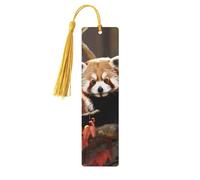 5 Pieces Wood Bookmark for Men Women Red Panda Wooden Bookmarks Unique Handmade Book Marks with Tassel Pendant Craft Bookmark for Book Lovers Birthday Teachers Gift
