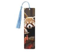 5 Pieces Wood Bookmark for Men Women Red Panda Wooden Bookmarks Unique Handmade Book Marks with Tassel Pendant Craft Bookmark for Book Lovers Birthday Teachers Gift