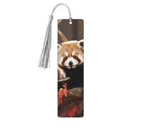 5 Pieces Wood Bookmark for Men Women Red Panda Wooden Bookmarks Unique Handmade Book Marks with Tassel Pendant Craft Bookmark for Book Lovers Birthday Teachers Gift