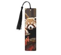 5 Pieces Wood Bookmark for Men Women Red Panda Wooden Bookmarks Unique Handmade Book Marks with Tassel Pendant Craft Bookmark for Book Lovers Birthday Teachers Gift