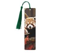 5 Pieces Wood Bookmark for Men Women Red Panda Wooden Bookmarks Unique Handmade Book Marks with Tassel Pendant Craft Bookmark for Book Lovers Birthday Teachers Gift