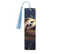 5 Pieces Wood Bookmark for Men Women Sloth Lazy Wooden Bookmarks Unique Handmade Book Marks with Tassel Pendant Craft Bookmark for Book Lovers Birthday Teachers Gift