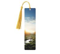 5 Pieces Wood Bookmark for Men Women Sunset time Wooden Bookmarks Unique Handmade Book Marks with Tassel Pendant Craft Bookmark for Book Lovers Birthday Teachers Gift